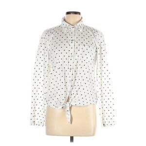 Seven7 White with Blue Stars Long-Sleeve Button-Down Collared Shirt ~ Medium